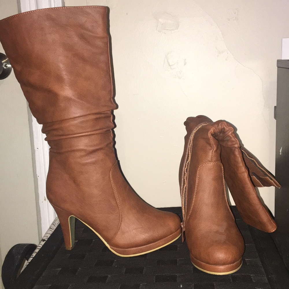Warm brown heeled boots